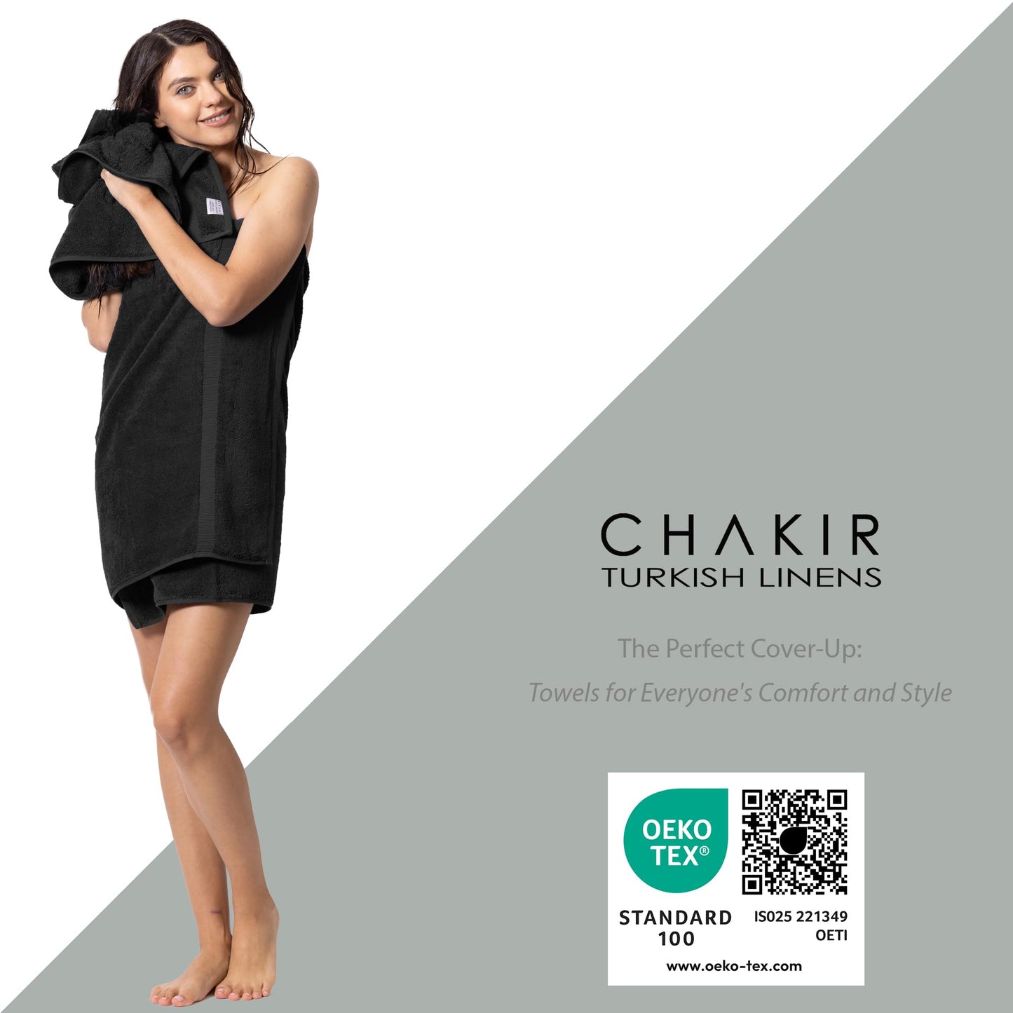 Chakir Turkish Linens | Hotel & Spa Quality 100% Cotton Premium Turkish Towels | Soft & Absorbent (8-Piece Towel Sets, Black)