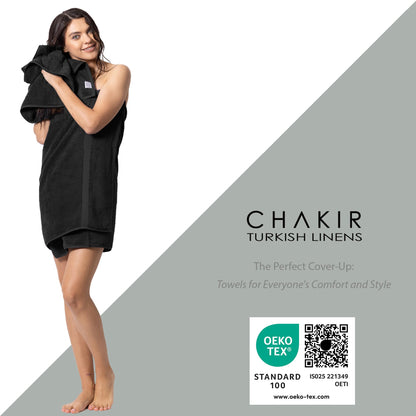 Chakir Turkish Linens | Hotel & Spa Quality 100% Cotton Premium Turkish Towels | Soft & Absorbent (8-Piece Towel Sets, Black)