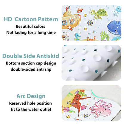 HESUSLA Bath mat non slip anti mould 100x40 cm highly absorbent quick drying bathroom pad with drainage holesAnti slip bathtub pad anti slip bath mat