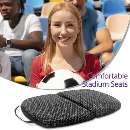 Foldable Gel Seat Cushion for Travel, Portable Chair Cushion of Airy Cooling Gel, Honeycomb Seat Cushion for Stadium & Park Bench