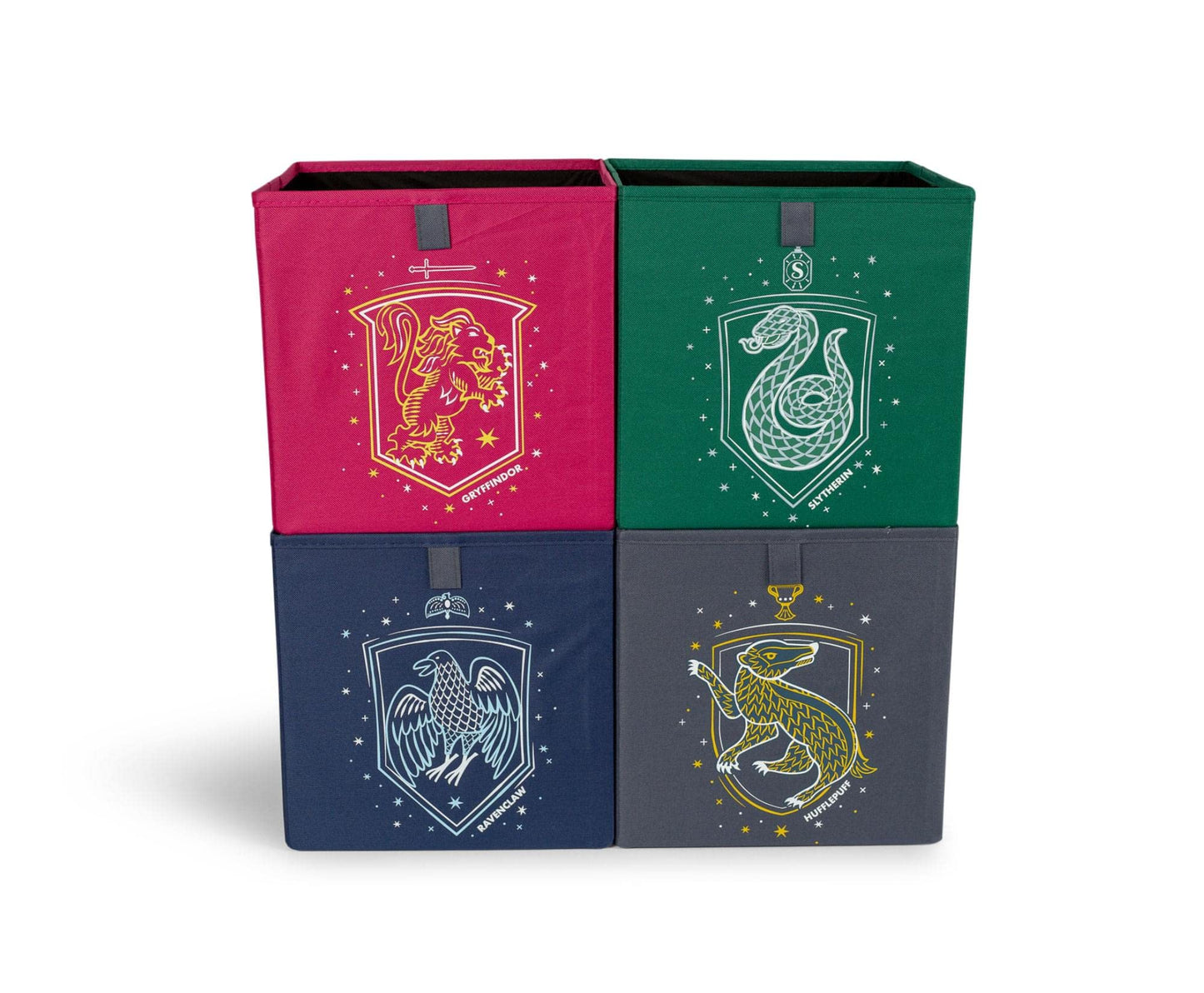 Harry Potter Hogwarts Houses 11-Inch Storage Bin Cube Organizers | Set of 4, Red, One Size (RBF-16686-C)