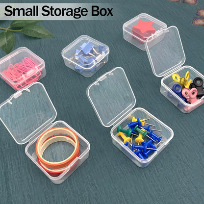 Qualsen 12 Pieces Small Clear Plastic Storage Boxes with Lids, Rectangular Craft Storage Box for Collecting Beads, Earrings, Jewelry, Seeds, Coins