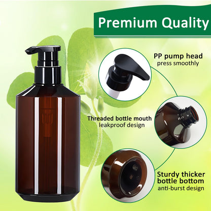 Apstaqeoo 2Pcs 500ML/17OZ Empty Plastic Pump Bottles Dispensers, Refillable Shampoo Conditioner Body Wash Lotion Pump Dispenser Portable Liquid Soap