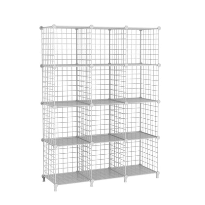 ATTDETJL 12 Cube Storage Unit, Metal Shelving Unit with DIY Bookshelf,White