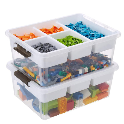 MACOPRO Plastic Storage Box with Removable Tray Craft Organizers and Storage Clear Storage Container for Organizing Bead, Tool, Sewing, Playdoh