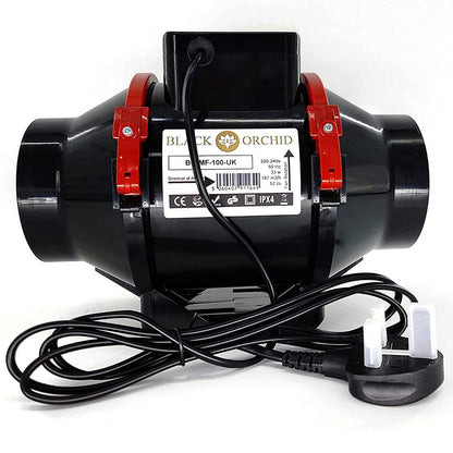 4 Inch - 100 mm Universal Budget Silent Fan Filter Duct Kit for Grow Tent Quiet Operation Inline Extractor Fan Air Diffuser Hydroponic Carbon Filter