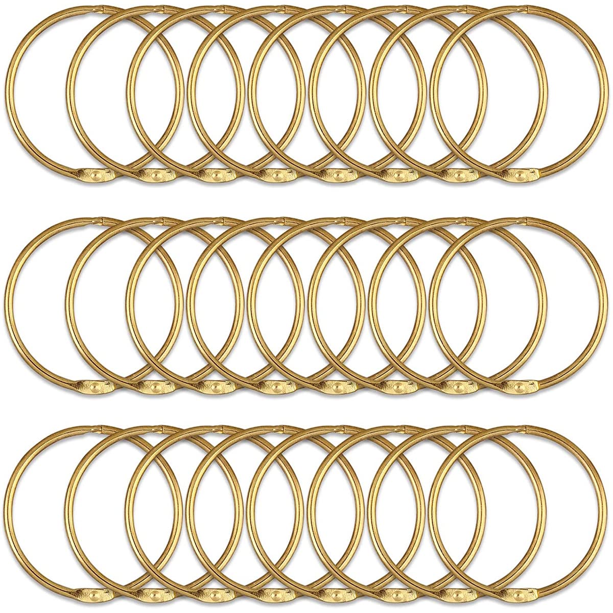 24Pcs Shower Curtain Rings, Rustproof Metal Round Shower Ring Hooks for Bathroom, Decorative Shower Curtain Rings for Shower Rods Curtains (Gold)