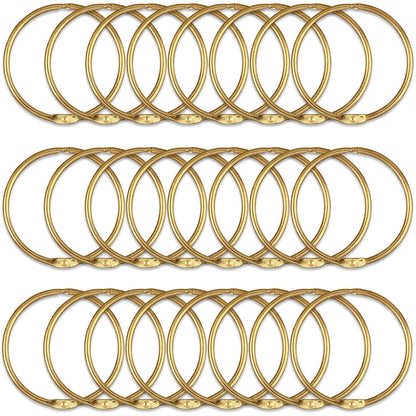 24Pcs Shower Curtain Rings, Rustproof Metal Round Shower Ring Hooks for Bathroom, Decorative Shower Curtain Rings for Shower Rods Curtains (Gold)