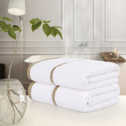 PiccoCasa Cotton Thick Hand Towels Striped for Spa Hotel 2 Pack 40cm x 80cm