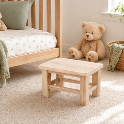 TOPBATHY Solid Wood Shoe Changing Stool Wooden Bench Seat for Entryway Small Step Stool Footrest and Plant Stand Compact Low with Smooth Rounded