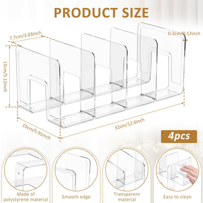 4 Pack Clear Acrylic Kids Shoe Rack for Closet Organizer 4 Sections Toddler Baby Shoe Storage Stackable Shoes Shelf Handbag Storage Desk File Sorter