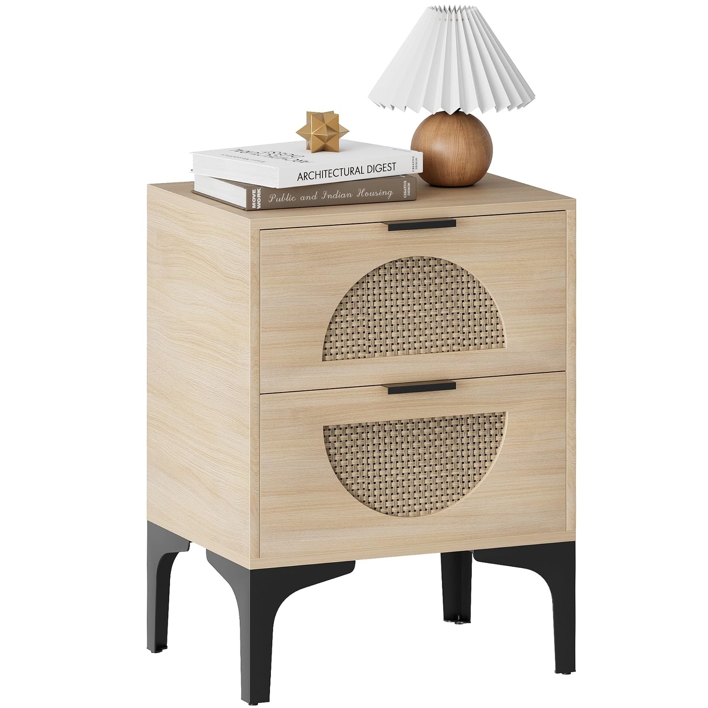 Garden 4 you Bedside Table, Nightstand, Bed Side Table with Wood Decorated Drawers, Modern Bedside Cabinet, Bedroom End Table with Storage, Quick Easy