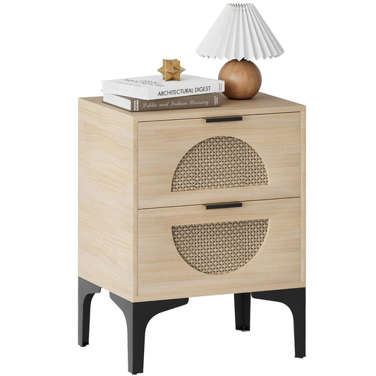 Garden 4 you Bedside Table, Nightstand, Bed Side Table with Wood Decorated Drawers, Modern Bedside Cabinet, Bedroom End Table with Storage, Quick Easy