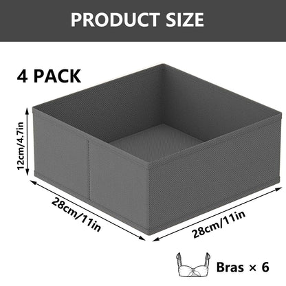 GAYSHI 4 Pack Large Drawer Organiser, Clothes Drawer Organiserss, Wardrobe Storage Boxes, Foldable Fabric Storage Boxes for Bras, Cosmetics