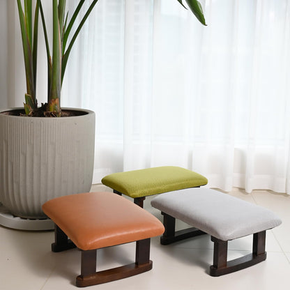 Small Footstool Office Under Desk Ottoman Padded Hassock 16.1"(41cm) x 6.7"(17cm) with Wooden Legs Modern Living Room Bedroom Work nail salon Compact