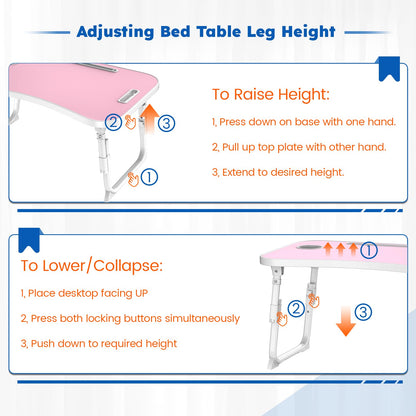 Laptop Desk, Laptop Bed Table with Cup Slot, Reading Holder Notebook Stand Breakfast Tray Book Holder for Sofa, Terrace, Balcony