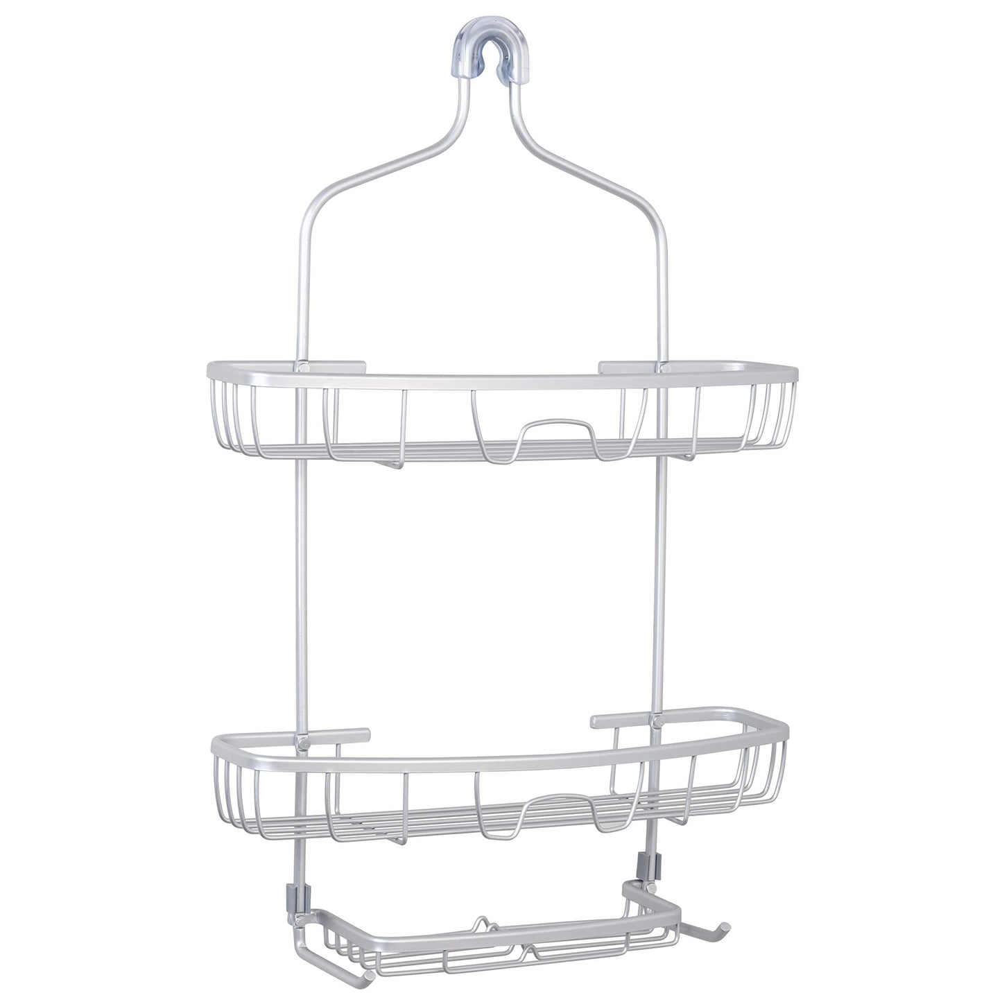Zenna Home NeverRust Rustproof Shower Caddy, 2 Shelves and Soap Tray, Aluminum, Satin Chrome, 2-Shelf, Extra Wide