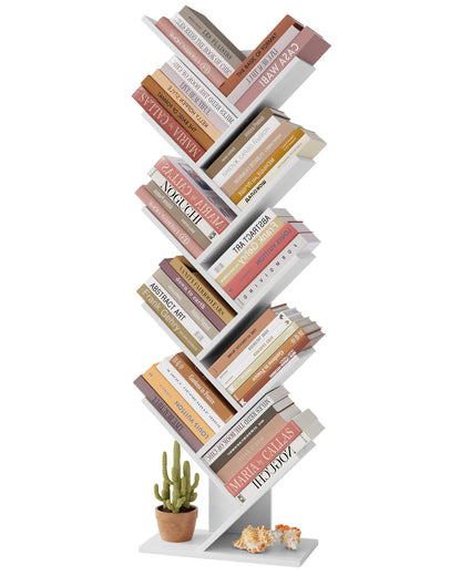 Hoctieon 10 Tier Tree Bookshelf, 10 Shelf Bookcase, Free Standing Tree Bookcase, Display Floor Standing Shelf for Books