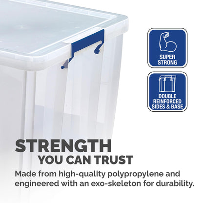 Bankers Box Storage Box 1.7L (10 Pack) - BPA-Free, Stackable Plastic Organizer with Clip-Lock Lid