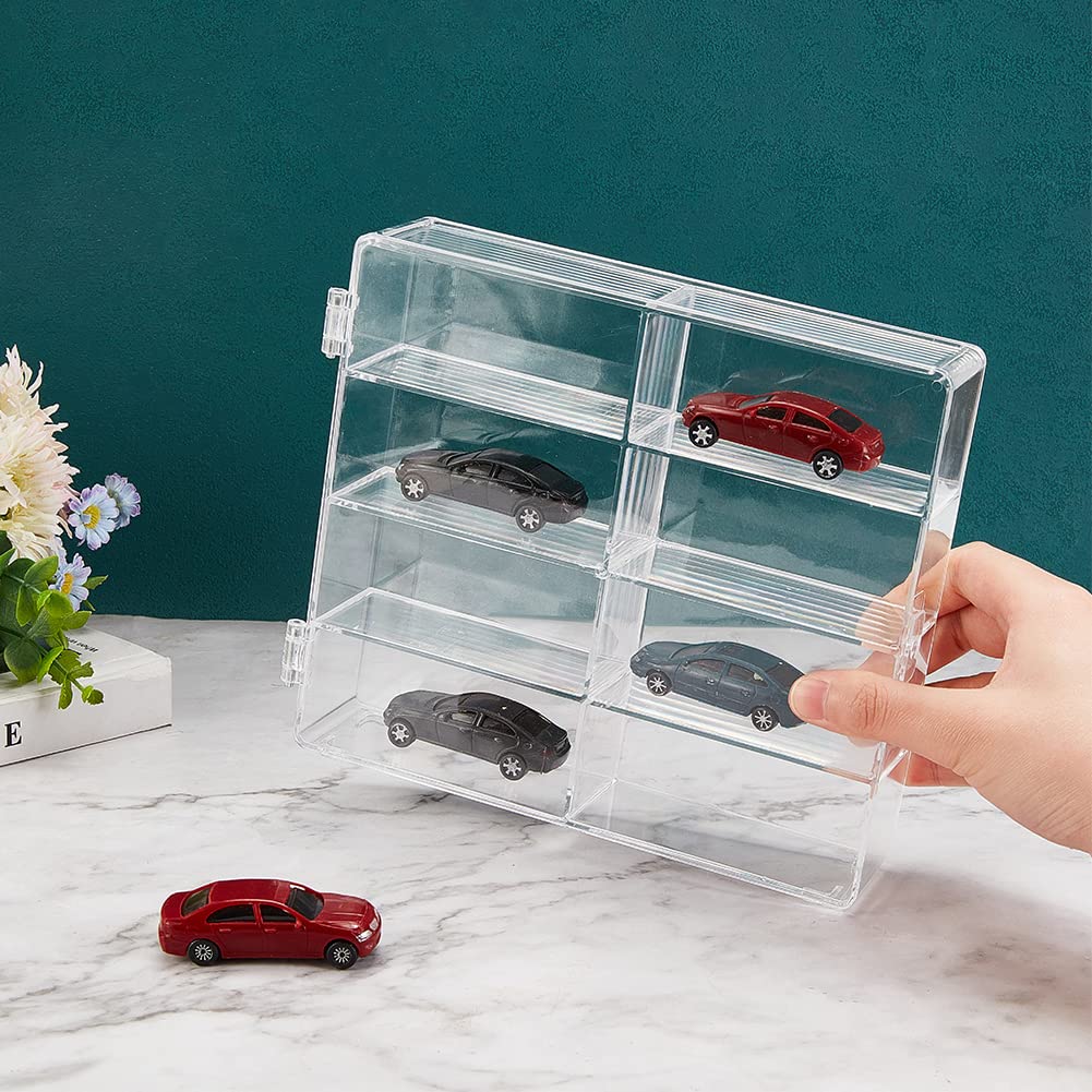 OLYCRAFT 8 Compartments Acrylic Car Display Case 19.5x17x4.4cm Small Cabinet Display Box Acrylic Model Car Displays Case Clear Bead Containers Clear
