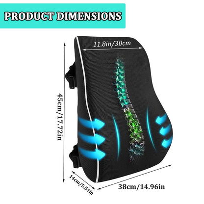 huixiaoqing Memory Foam Lumbar Support Pillow for Office Chair, Car & Wheelchair, Breathable Mesh Cover with Double Adjustable Straps