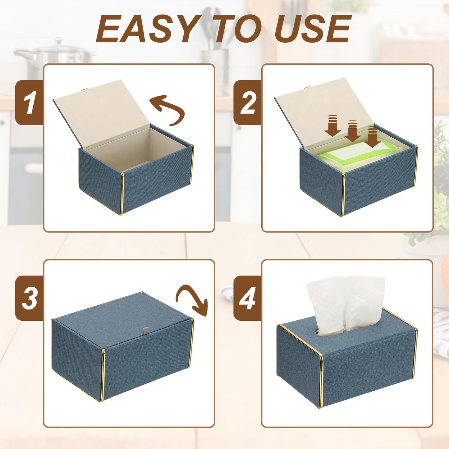 sourcing map Tissue Box Cover, Rectangle Modern Tissue Box Holder with Magnetic Closure for Living Room Bedroom Office Hotel Desk