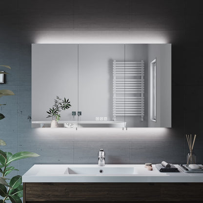 ELEGANT Triple Door Bathroom Mirror Cabinet with Shaver Socket, 1000x600mm