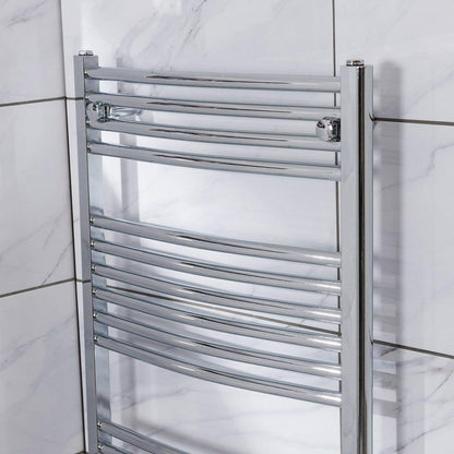 Warmehaus Curved Heated Bathroom Towel Rail Radiator 1200x600 Chrome