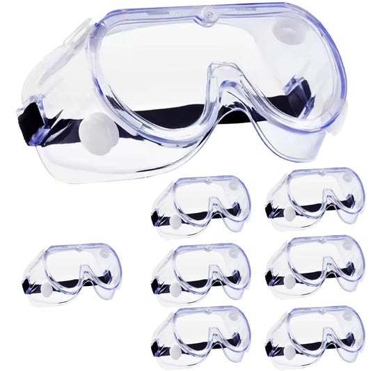 HowseHold Safety Goggles (Pack of 8) Anti Fog Protective Safety Glasses Chemical Splash Resistant Clear Eye Protection for Home Lab Workplace