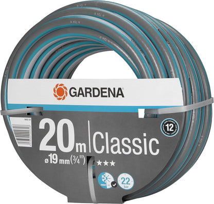 Gardena Classic Hose 19 mm (3/4 inch), 20 m: Universal Garden Hose Made of Sturdy Cross Fabric, 22 bar Bursting Print, Frost/UV-Resistant, Without