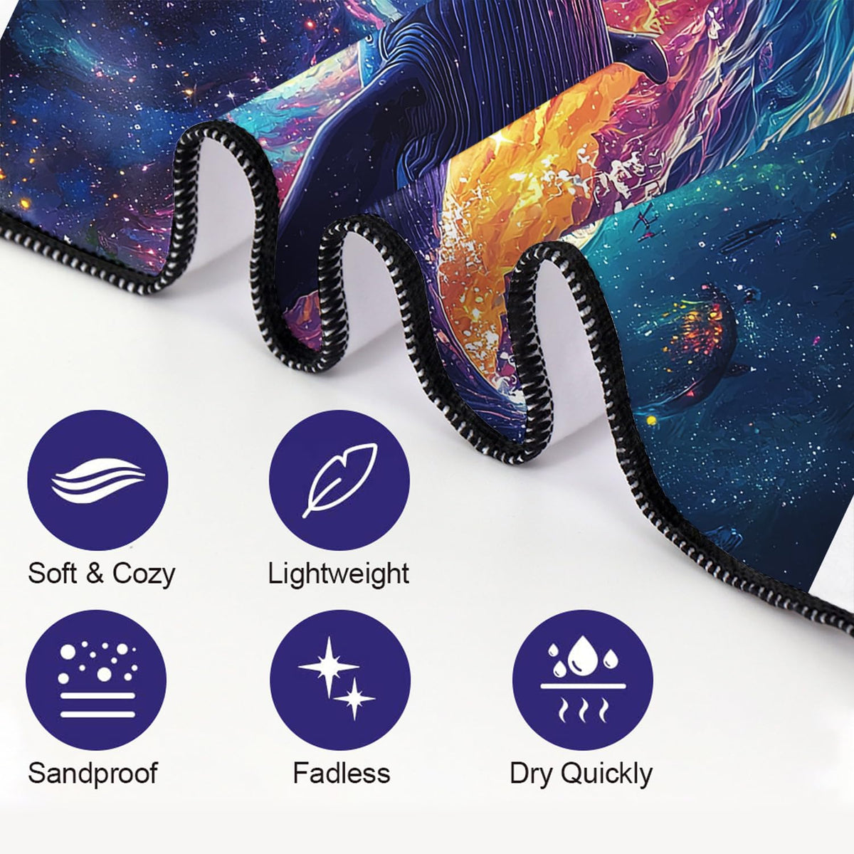 YISUMEI Galaxy Whale Beach Towels for Adults Extra Large 180 x 90 cm, Microfibre Lightweight Quick Dry Towel for Swimming Pool Cruise Travel Sports