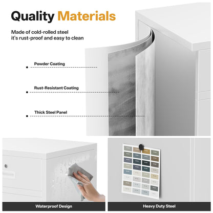 Metal Storage Cabinet, 90cm Locking Storage Cabinet with Doors, Steel Storage Cabinet with 2 Drawers and Adjustable Shelf for Garage, Home, Office