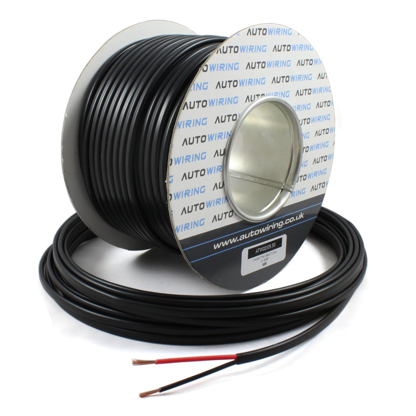 Automotive FLAT Twin 2 Core Cable 12v 24v Thin Wall Wire (21 AMP Rated 1.5mm?) 10/30/50/100 Metre (30 Metre Roll)