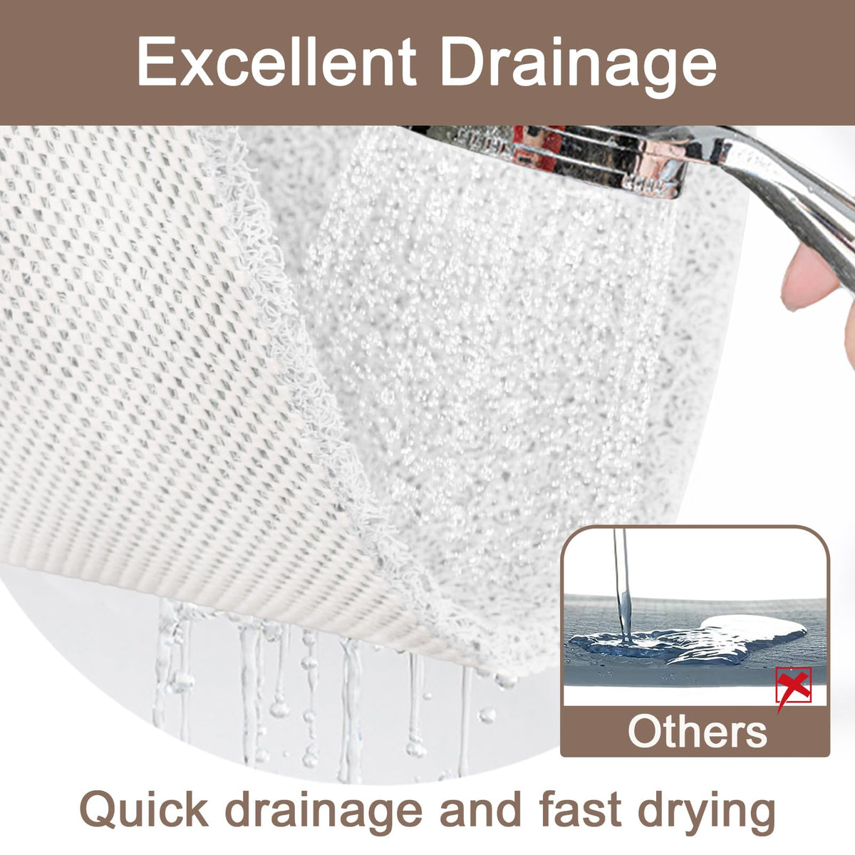 Corner Shower Mat Non Slip: Anti Mould Bath Mat - 53 x 53 cm Loofah Shower Mats for Inside Shower- Anti Slip Bath Mat for Inside Bath White Quadrant