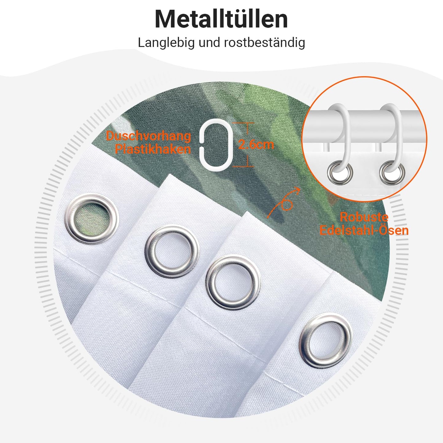 Lerores Shower Curtain 240 x 200 cm Mountains, Weighted Hem, Anti-Mould Textile, Water-Repellent