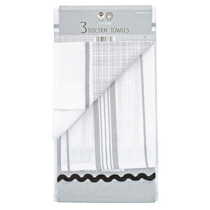 Set of 3 Embroidered 100% Cotton Kitchen Tea Towels - Ewe & Me