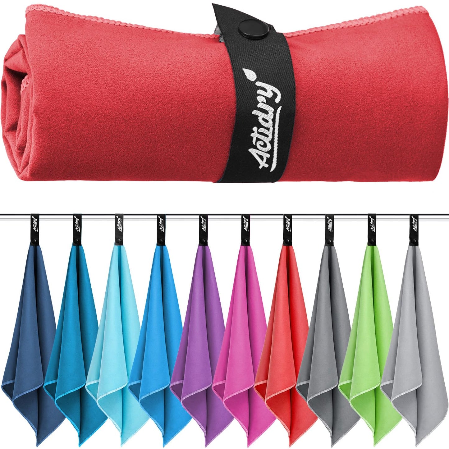 Actidry Microfibre Towel - light and absorbent - 9 colours S M L XL sizes - great for beach, sports and outdoor activity - S (40 x 80 cm) 2 pieces