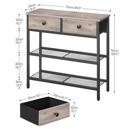 HOOBRO Console Table, Slim Console Table with 2 Drawers, Hallway Table with Storage, Side Table, Slim Sofa Table for Small Spaces, Living Room