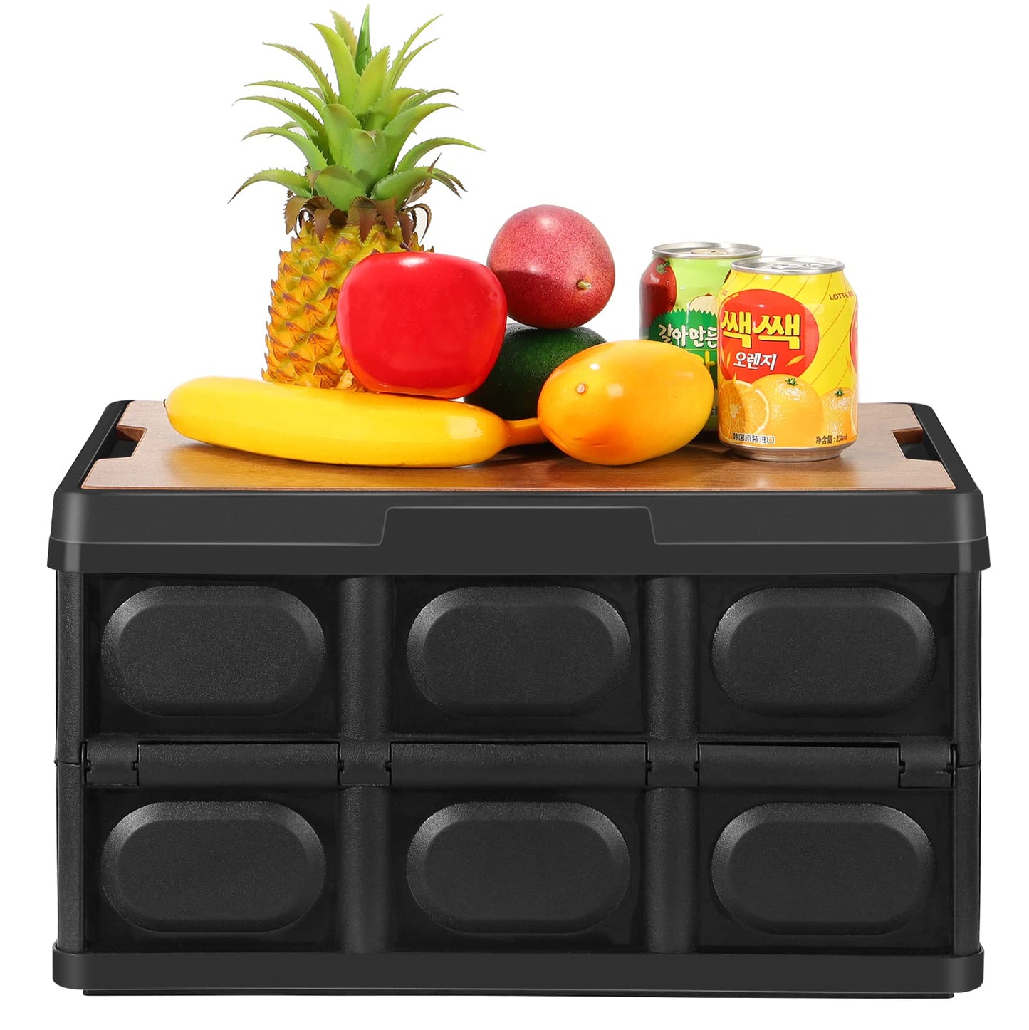 Collapsible Storage Box 55L Folding Storage Bin with MDF Lid Storage Container Shelf Basket Cloth Closet Car Organizer Outdoor Picnic Transport Box