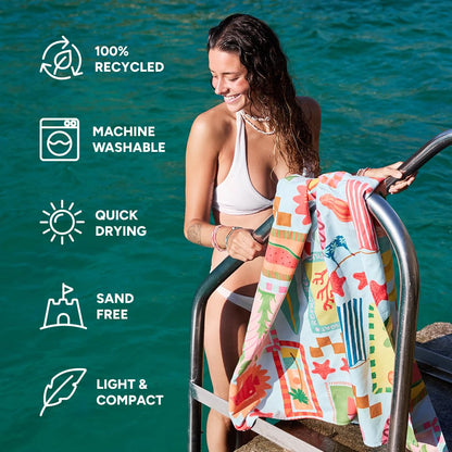 Dock & Bay Quick Dry Beach Towel - Wish You Were Here, Extra Large
