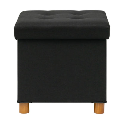 Bonlife Ottoman with Tray, Foldable Storage Box with Wooden Legs
