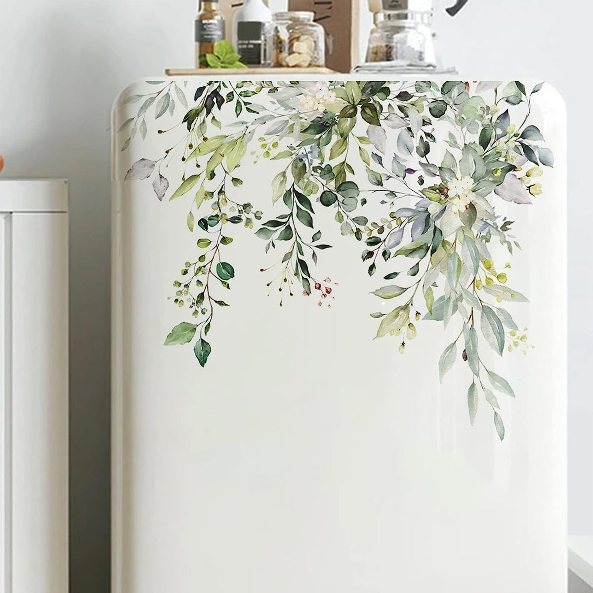 Green Plant Leaves Flowers Toilet Seat Lid Stickers Self-Adhesive Bathroom Wall Stickers Green Leaf Floral DIY Removable Waterproof Sticker for