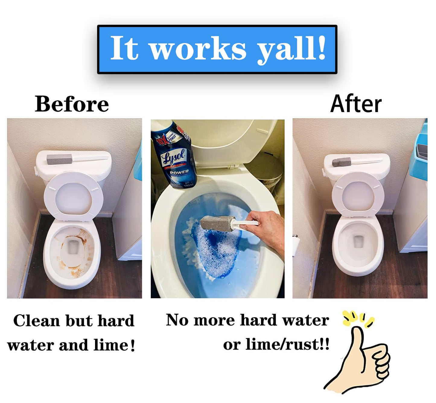 2 Pack Pumice Stone for Toilet Cleaning, Extra Long Handle for Removing Bowl Ring, Pool, Bathroom, Toilet Brush