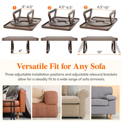 Lifewit Plastic Rotating Couch Armrest Table, Adjustable Sofa Arm Clip Holder Tray for Snack/Fast Food/Fruit/Drink