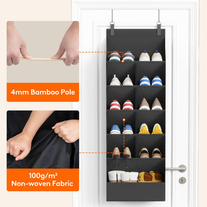 Lifewit 6 Tier Over the Door Shoe Organisers with 11 Deep Pockets, Fabric Hanging Wall Mounted Shoes Rack Behind Door Storage Organizer for Boots