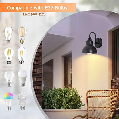 UYHGO Industrial Wall Light Black Vintage Metal Light with E27 Lamp Holder for Farmhouse, Barn, Warehouse, Loft, Living Room (excl. E27 Bulb) - 1 Pack