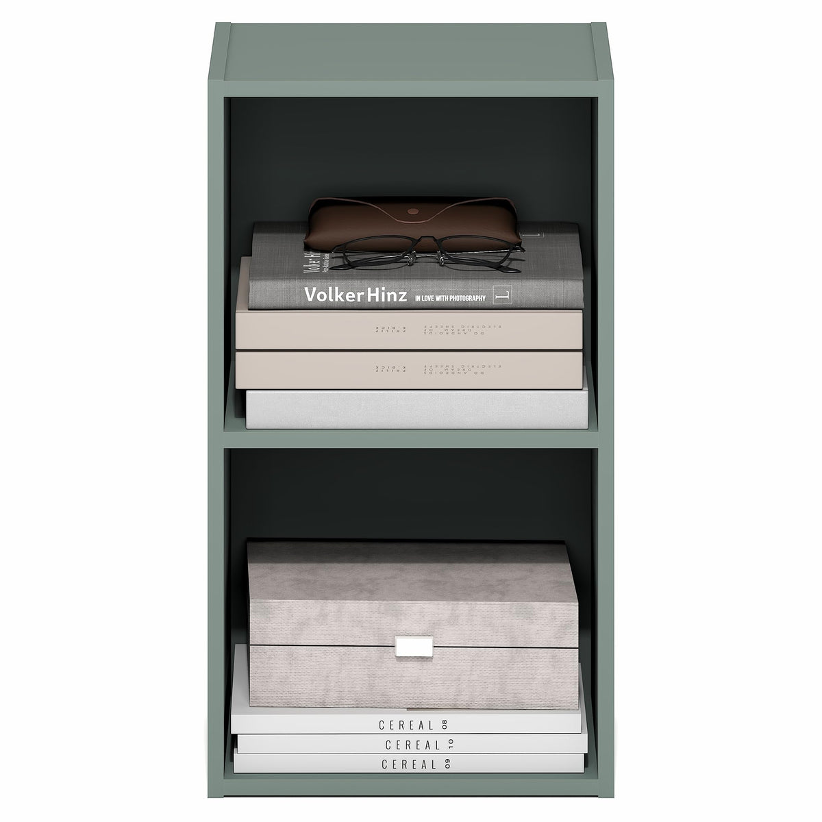 Furinno PASIR Book Shelf, 2-Tier Modern Bookshelf, Open Shelves Bookcase 22.9(D) x 30.5(W) x 53.3(H) cm, for Living Room, Bedroom, Home Office