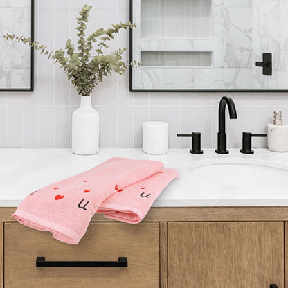 HMETOL Valentine's Day Cotton Letter Heart Love Pattern Hand Towels
