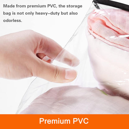Vieshful 3 Pack Clear Comforter Storage Bag, 60L Clothes Storage Bag with Zipper Closet Organizer