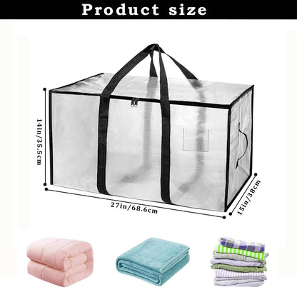 Clear Plastic Storage Bags,88L Clothes Storage Bag with Zipper Closet Organizer,Large Moving Bags With Heavy Duty Handles & Zips for Clothing